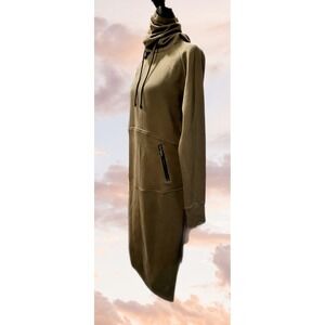 Marcella NYC Elba Sweatshirt Dress Military Green Hooded Maxi Medium NWT